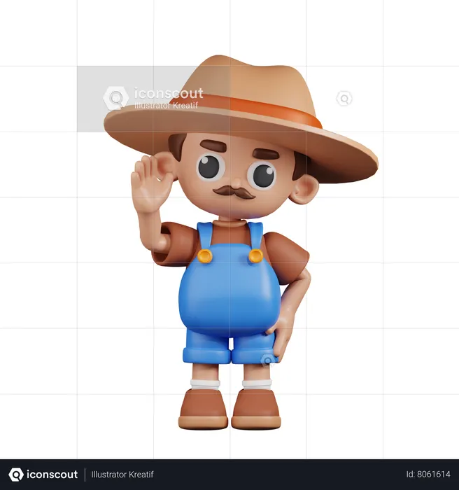 Farmer Greeting  3D Illustration