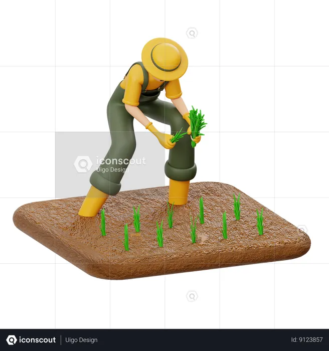 Farmer Is Planting A Tree  3D Icon