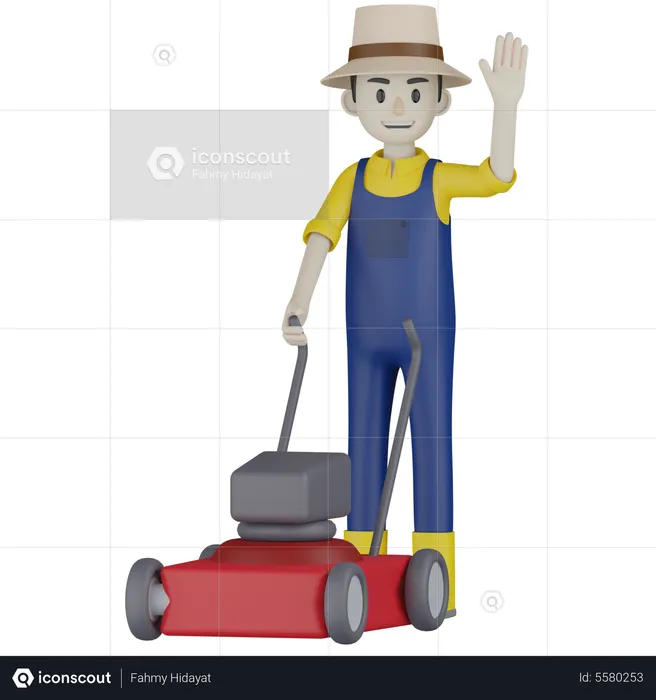 Farmer Say Hello  3D Illustration