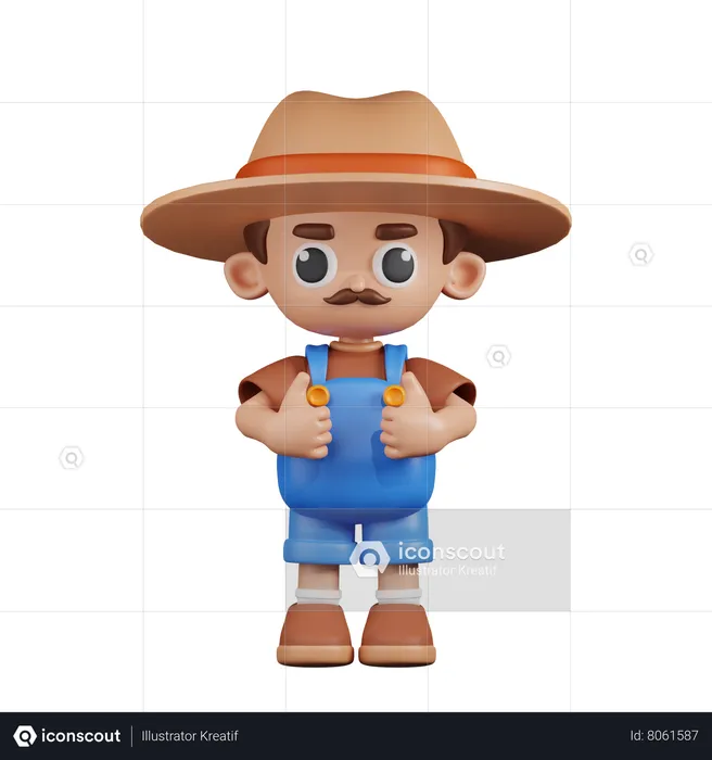 Farmer Showing Thumbs Up  3D Illustration