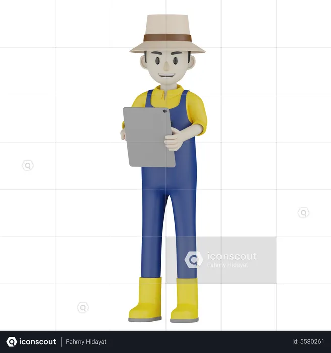 Farmer Watching List  3D Illustration