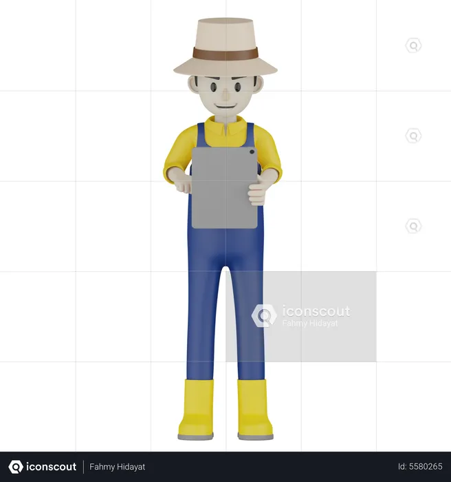 Farmer Write Report  3D Illustration
