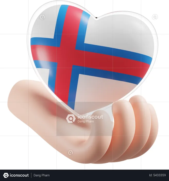 Faroe Islands Flag Heart Hand Care Flag 3D Icon