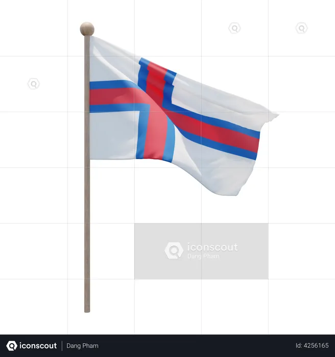 Faroe Islands Flagpole Flag 3D Illustration