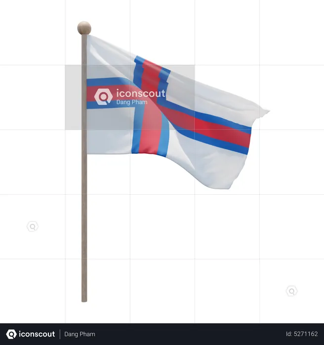 Faroe Islands Flagpole Flag 3D Icon