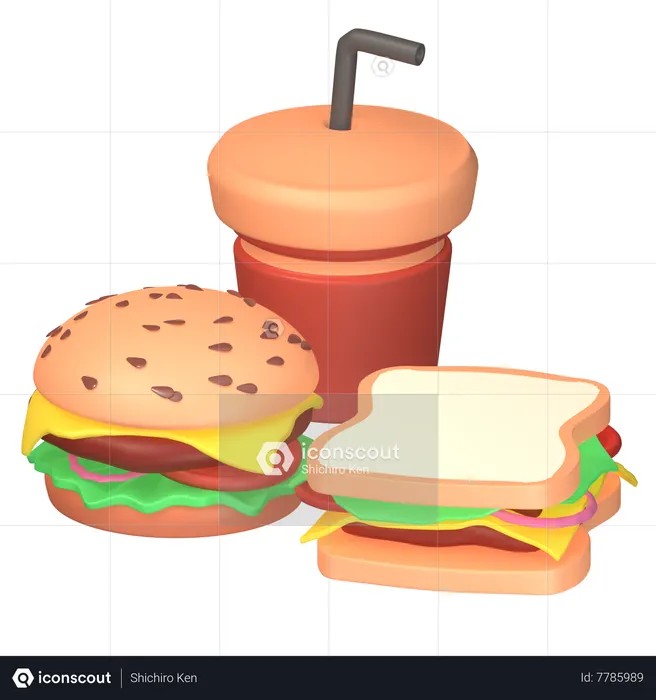 Fast Food And Drink  3D Icon