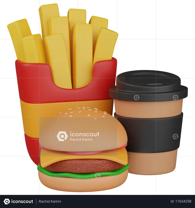 ファーストフードの注文  3D Icon