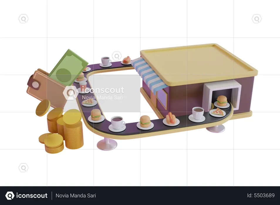 Fast Food Restaurant  3D Illustration