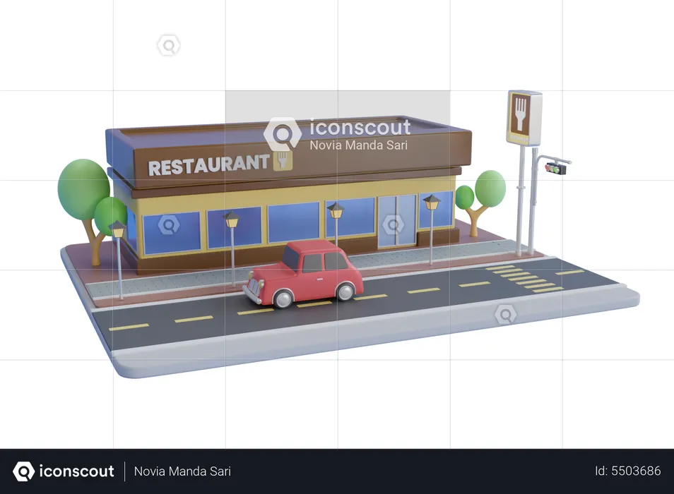 Fast food restaurant  3D Illustration