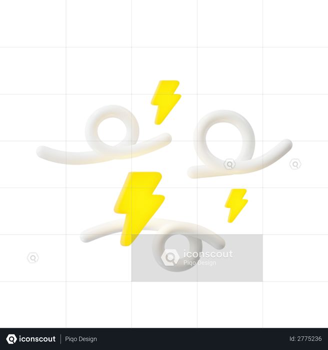 Fast wind with thunder 3D Illustration