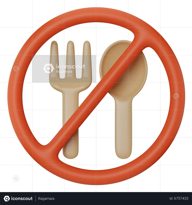 Fasting No Food Sign  3D Icon