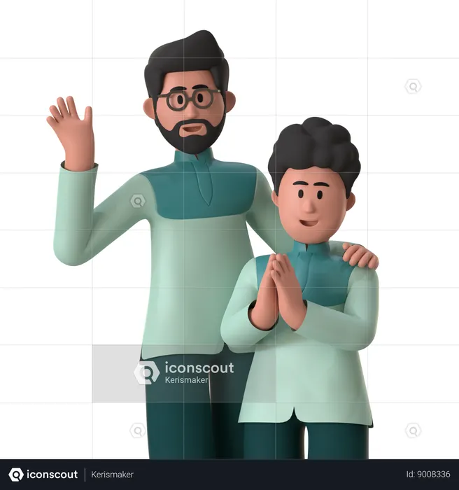 Father and son  3D Illustration