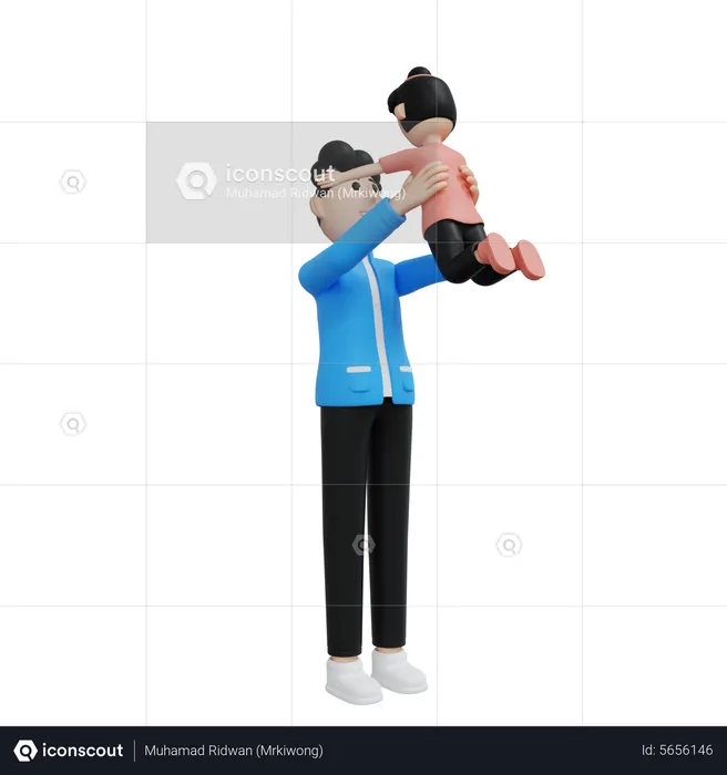 Father Enjoying With Daughter  3D Illustration