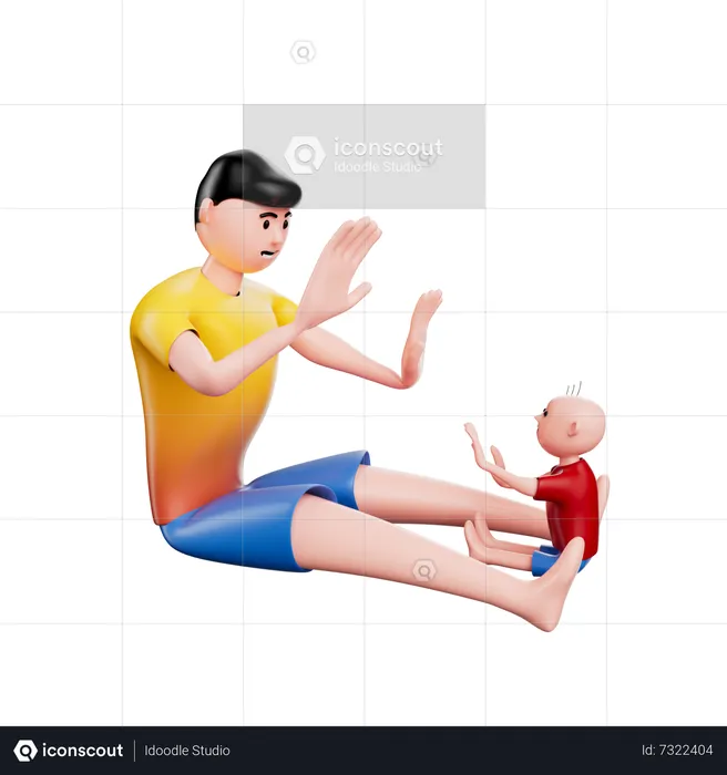 Father playing with little kid  3D Illustration