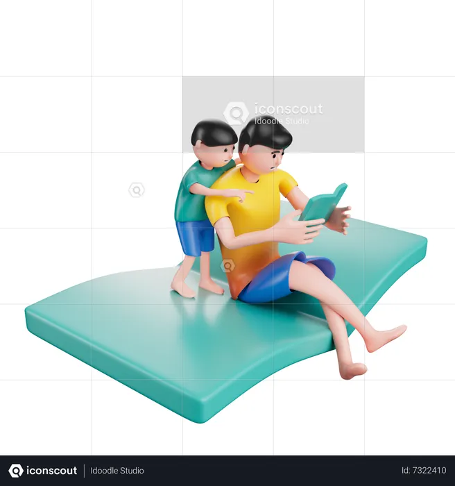 Father spending time with child  3D Illustration