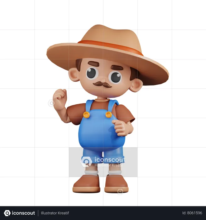 Agricultor dando parabéns  3D Illustration