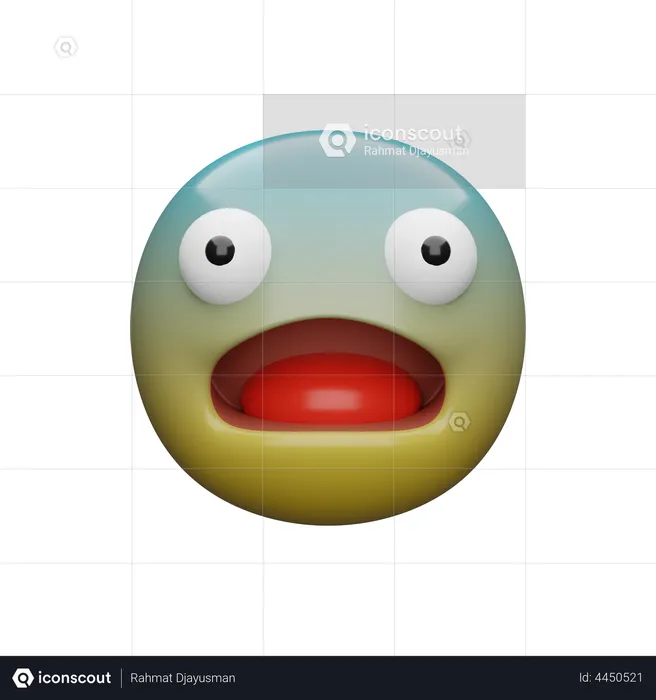 Fearful Face Emoji 3D Illustration