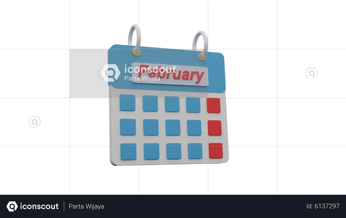 Februar Kalender  3D Icon