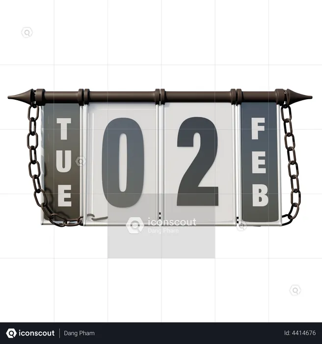 February 02 Tuesday  3D Illustration