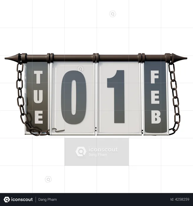 February 1, 2022 Tue  3D Illustration