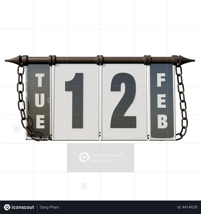 February 12 Tuesday  3D Illustration