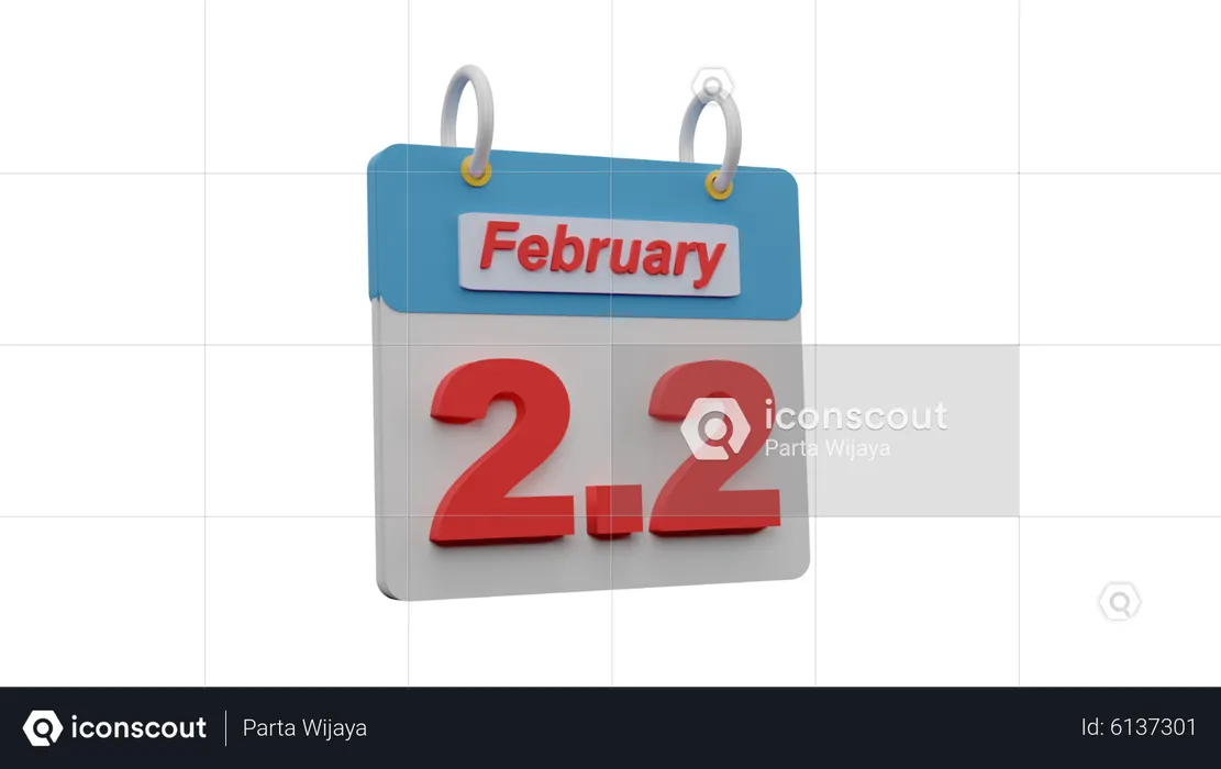 February Calendar  3D Icon