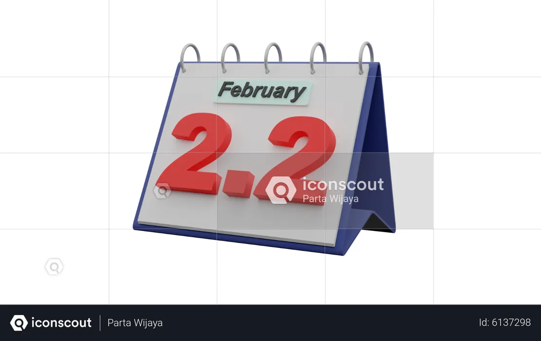 February Calendar  3D Icon