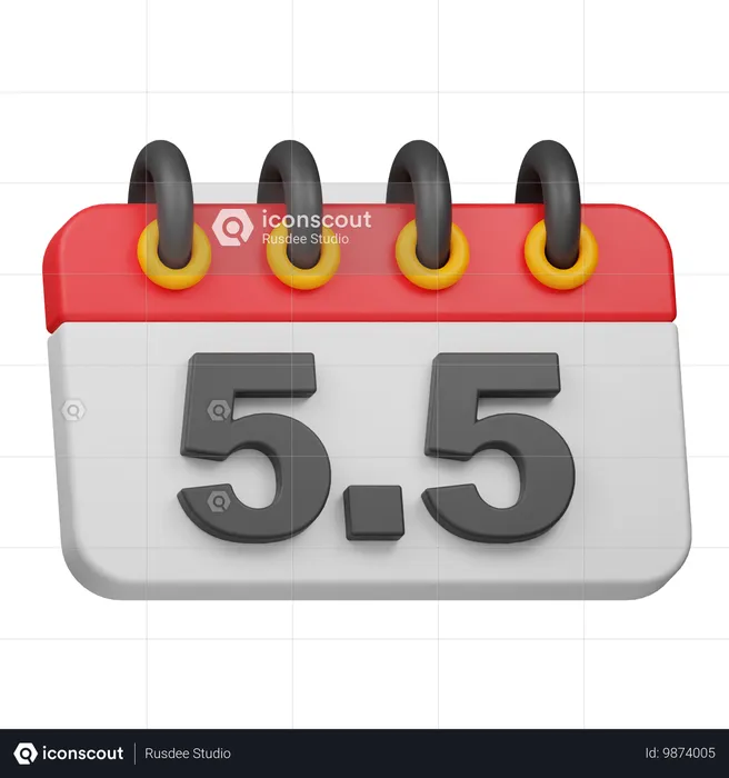 Fecha 5 5  3D Icon