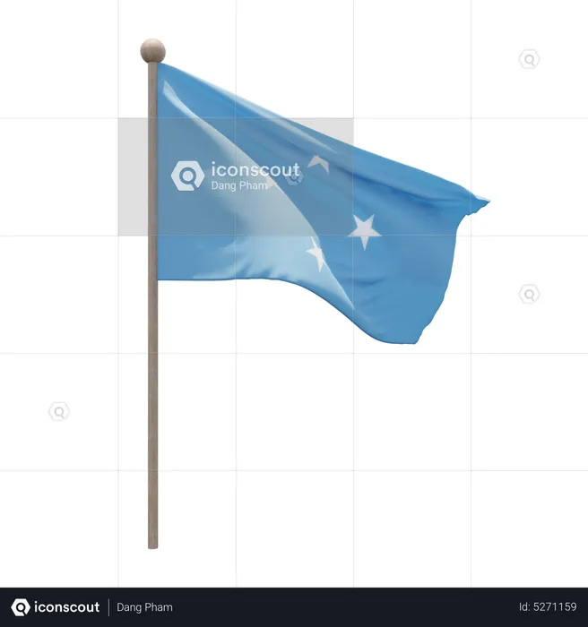 Federated States of Micronesia Flagpole Flag 3D Icon