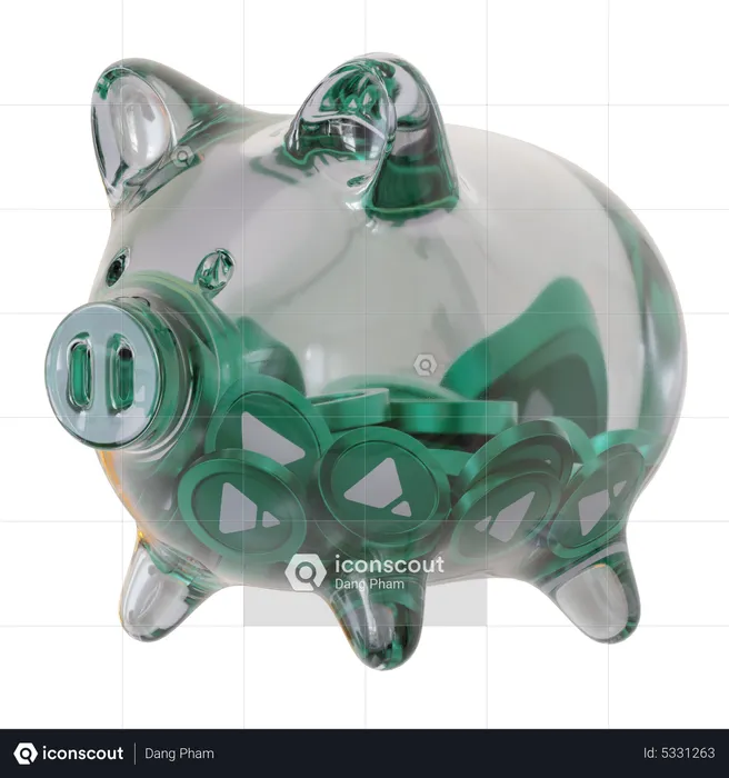 Fei USD (FEI) Clear Glass Piggy Bank  3D Icon