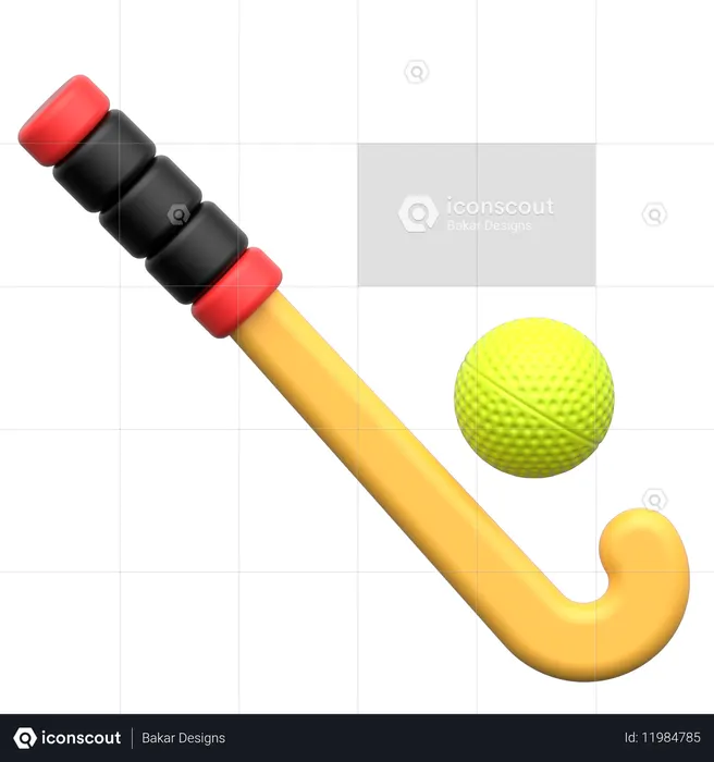 Feldhockeyschläger und Ball  3D Icon