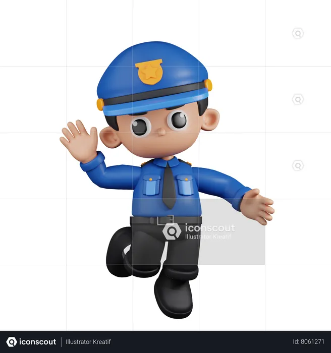 Policial feliz  3D Illustration