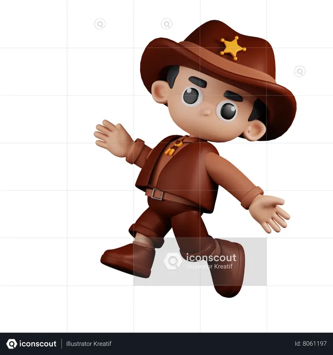 Feliz sheriff saltando  3D Icon