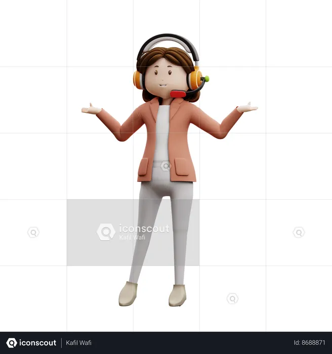 Female Agent React Amazed  3D Illustration