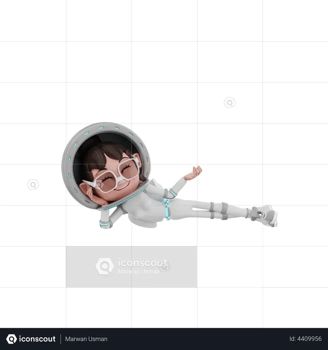 Female Astronaut lying in space  3D Illustration