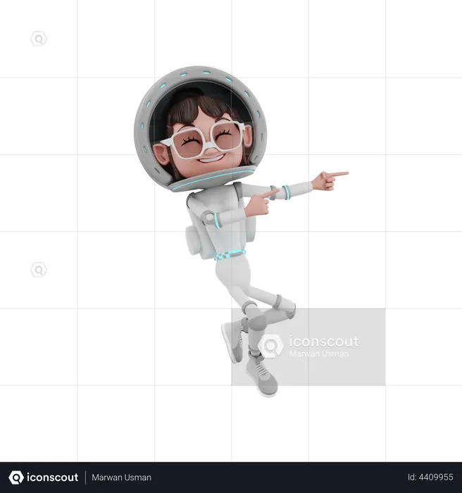 Female Astronaut showing hands in left side  3D Illustration