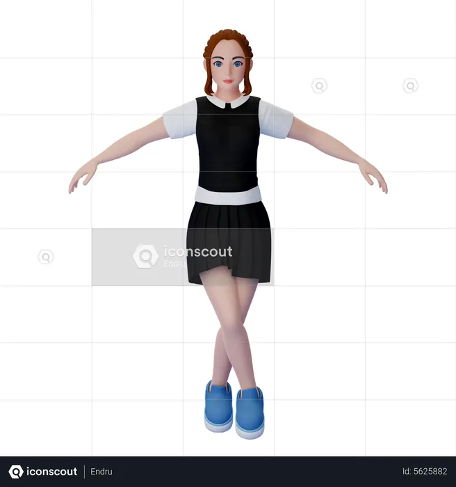 Female Ballet Pose  3D Illustration