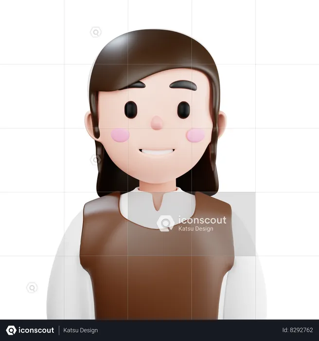 Female Barista  3D Icon