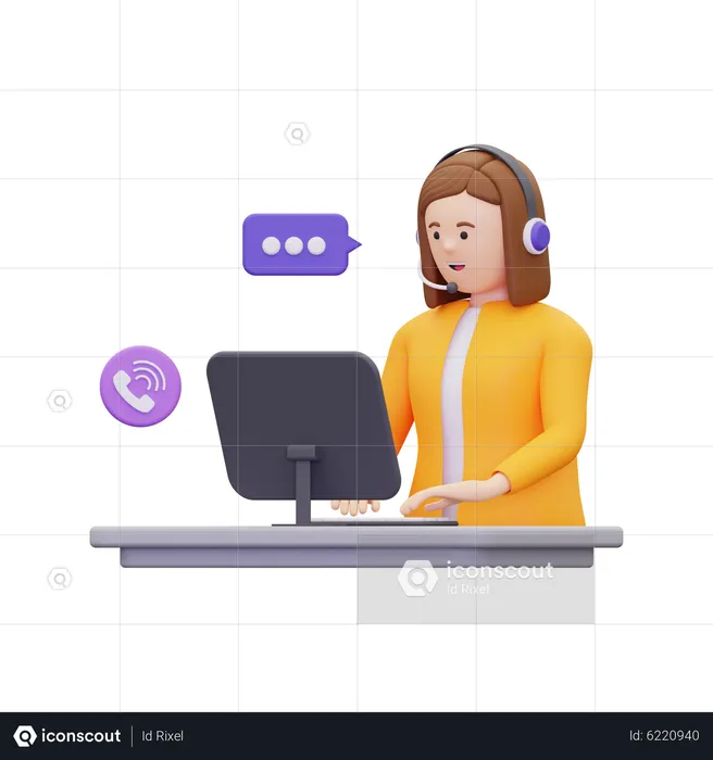 Female call center agent  3D Illustration