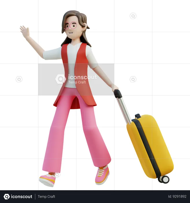 Female Carrying A Suitcase  3D Illustration