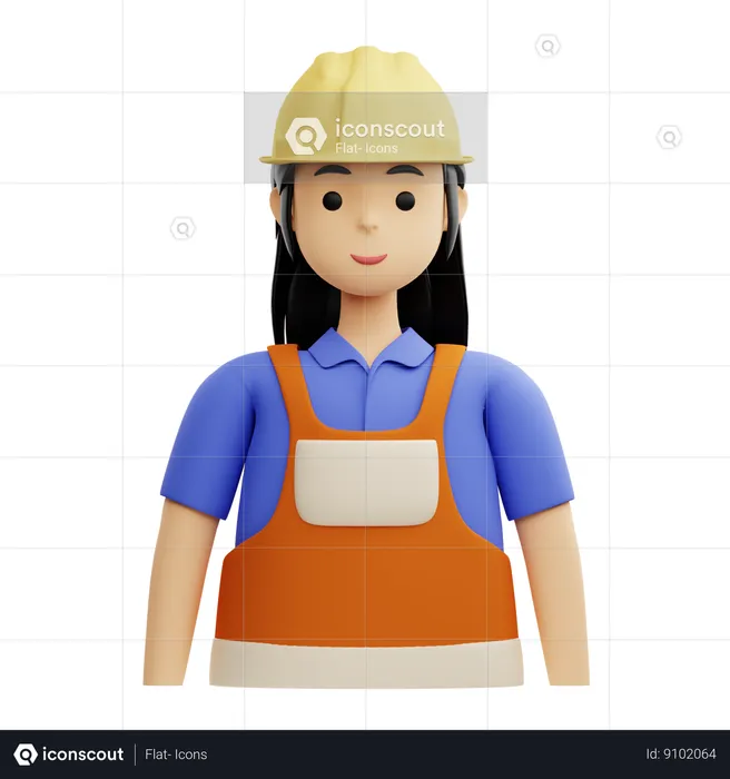 Female Construction Worker  3D Icon