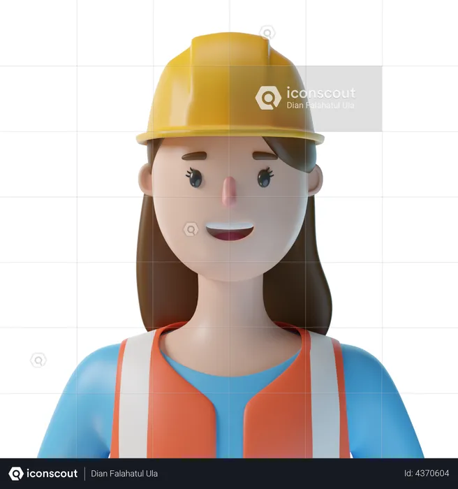 Female Construction Worker  3D Illustration