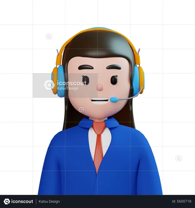 Female Customer Call Service  3D Icon