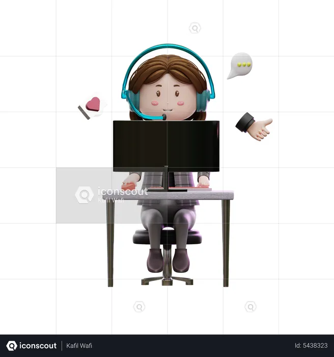 Female customer care employee  3D Illustration