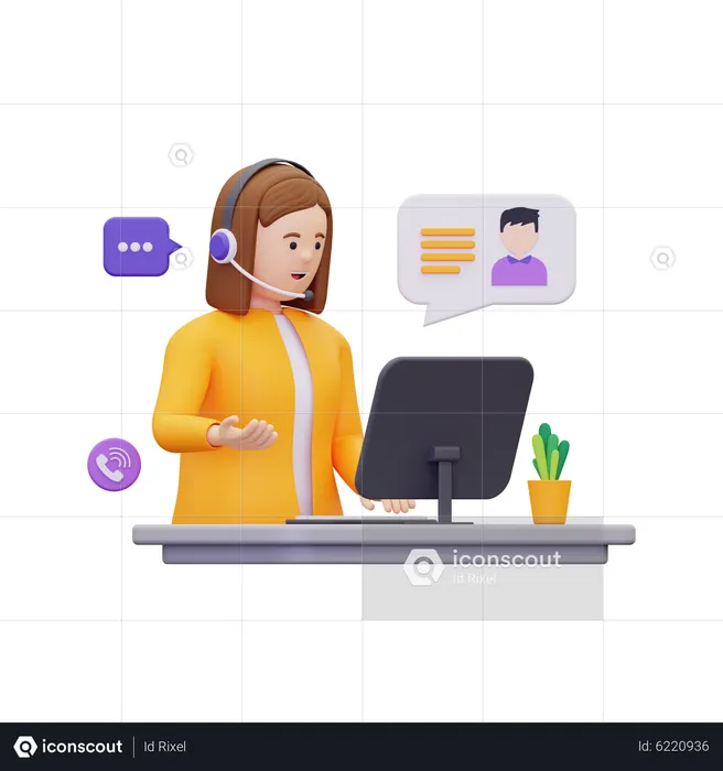 Female customer care executive  3D Illustration