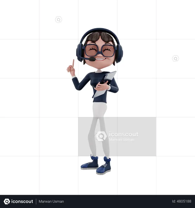 Female Customer Service employee holding tablet  3D Illustration