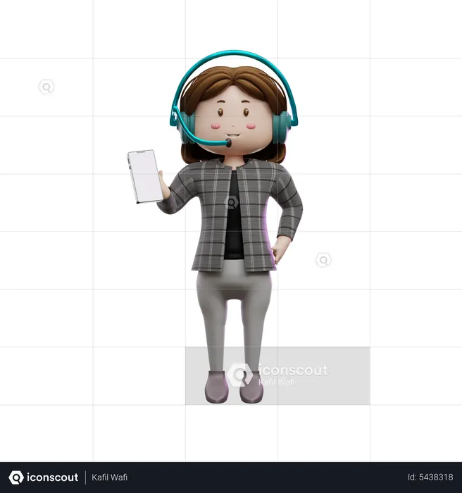 Female customer service holding smartphone  3D Illustration