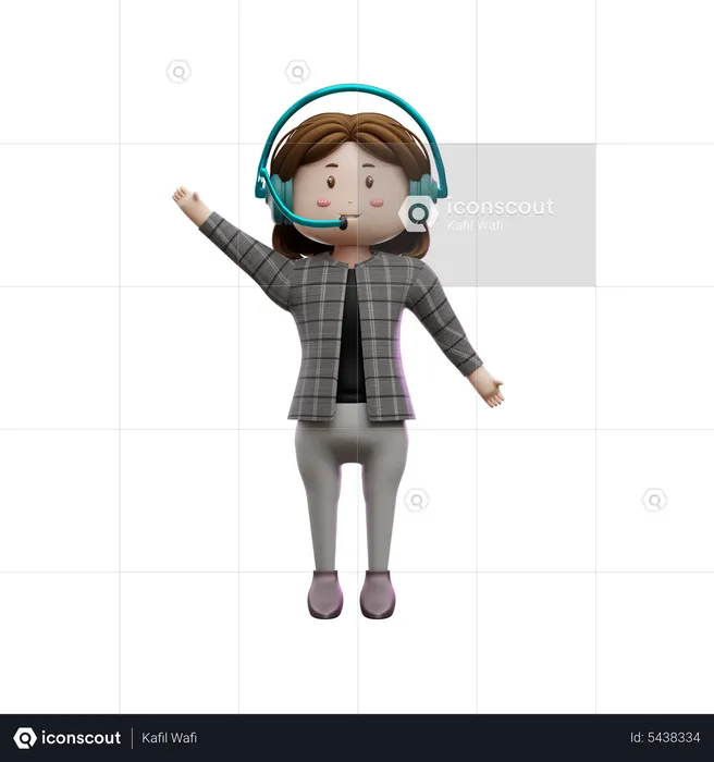 Female customer support executive feeling happy  3D Illustration
