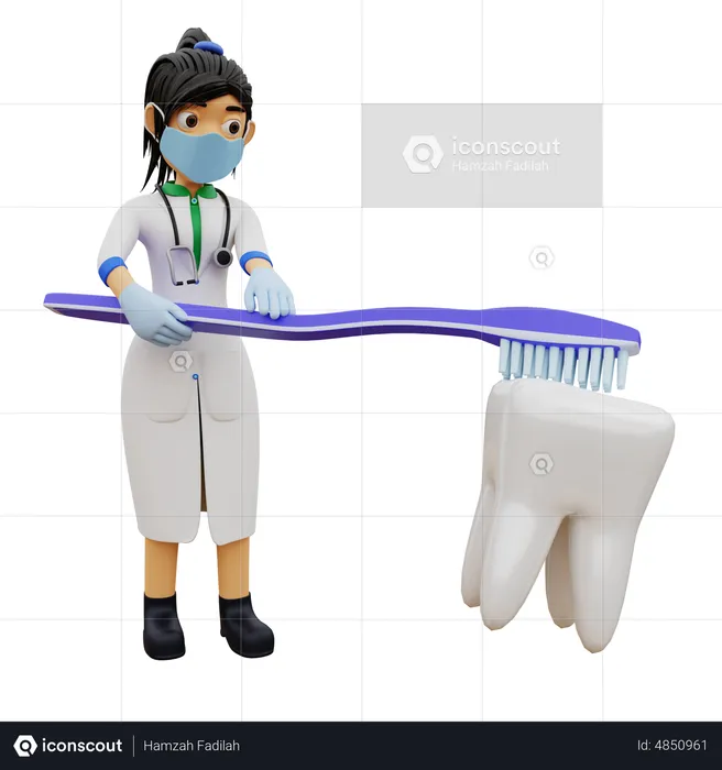 Female dentist suggesting to brush teeth regularly  3D Illustration