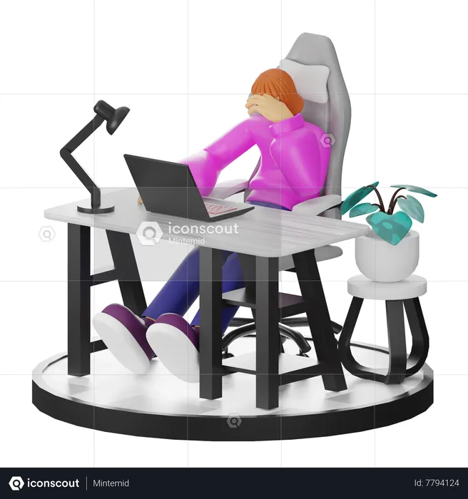 Female Dizziness At Work  3D Illustration